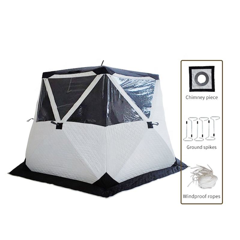 Hot 4-8person ice fishing tent field sauna stove 420D Oxford 5 large windows 3*3m super space sbs Zipper