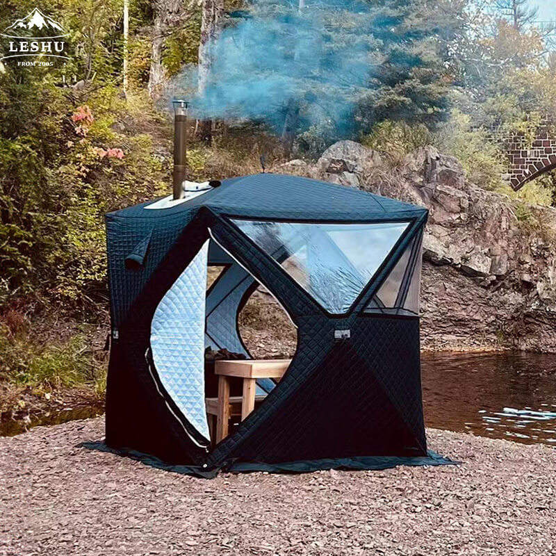 Pop up ice fishing waterproof roof top outdoor hexagonal insulated portable mobil camping thermal tent sauna tent large supplies