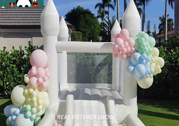 factory price Pretty mini white wedding indoor outdoor white inflatable castle bounce house jumping trampoline